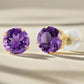 Feshionn IOBI Earrings 1CTW Genuine Amethyst 14K Yellow Gold IOBI Precious Gems Stud Earrings