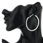 Feshionn IOBI Earrings 8cm / Celebrity Silver Bling It On Oversize Crystal Hoop Earrings