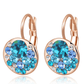 Feshionn IOBI Earrings All Aqua Party Confetti Austrian Crystal Rose Gold Plated Leverback Earrings