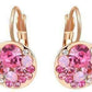 Feshionn IOBI Earrings All Pink Party Confetti Austrian Crystal Rose Gold Plated Leverback Earrings