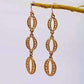 Feshionn IOBI Earrings Antiqued Gold Oval Coin Link Dangling Earrings