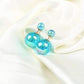 Feshionn IOBI Earrings Aqua Marbled Bowling Pin Reversible Pearl Earrings - Nine Funky Colors to Choose!