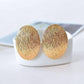 Feshionn IOBI Earrings Brushed Gold Oval Disk Clip-On Earrings