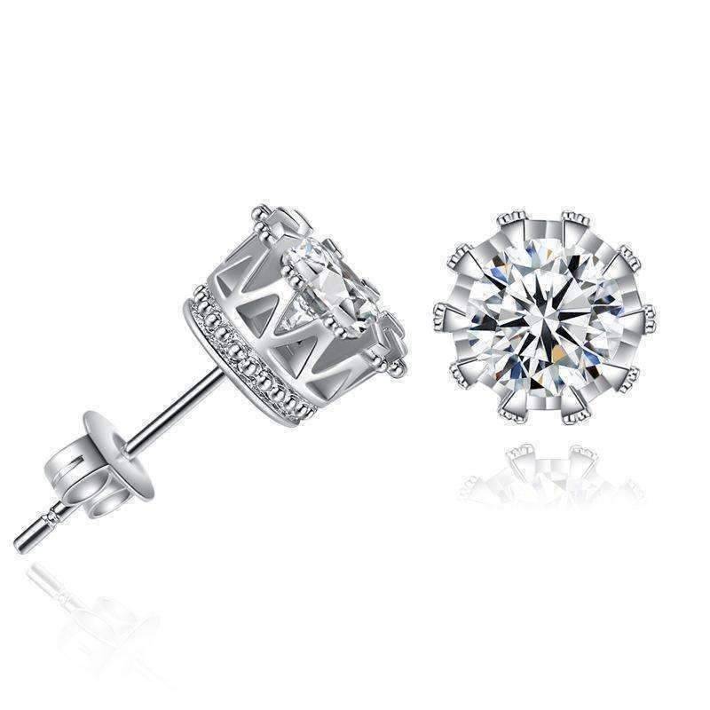 Feshionn IOBI Earrings Clear / Standard Majestic Crown IOBI Crystal Silver Stud Earrings in Three Colors