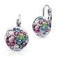 Feshionn IOBI Earrings Dark Pink Stone Party Confetti Austrian Crystal White Gold Plated Leverback Earrings