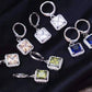 Feshionn IOBI Earrings Diamond White / Standard Regal Princess Cut Halo Swiss CZ Drop Hoop Earrings