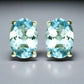 Feshionn IOBI Earrings Ice Blue Genuine Topaz Oval Cut 1.8 CT IOBI Precious Gems Stud Earrings