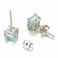 Feshionn IOBI Earrings Ice Blue Genuine Topaz Princess Cut 0.7 CT IOBI Precious Gems Stud Earrings