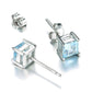 Feshionn IOBI Earrings Ice Blue Genuine Topaz Princess Cut 0.7 CT IOBI Precious Gems Stud Earrings