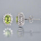 Feshionn IOBI Earrings Milan Green Halo Oval Cut 1CTW Genuine Peridot IOBI Precious Gems Earrings