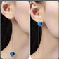 Feshionn IOBI Earrings ON SALE - Aqua Blue Austrian Crystal Heart Silver Thread Earrings