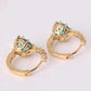 Feshionn IOBI Earrings ON SALE - Blue Topaz CZ Solitaire Gold Plated Hoops