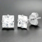Feshionn IOBI Earrings ON SALE - Princess Cut Swiss Cubic Zirconia Stud Earrings Square 316 Stainless Steel