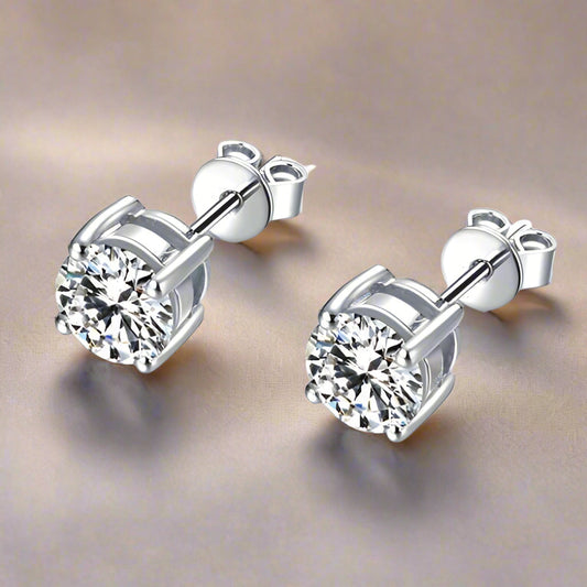 Feshionn IOBI Earrings Opulence Round IOBI Cultured Diamond Solitaire Stud Earrings