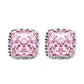 Feshionn IOBI Earrings Pink Sapphire on Platinum Plated Royal Princess 6mm Cut Simulated White Or Pink Sapphire Stud Earrings