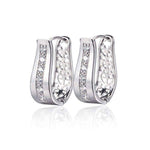 2 in 1 Platinum Plated with Crystal Diamonds Filigree Hoop Earrings For Woman