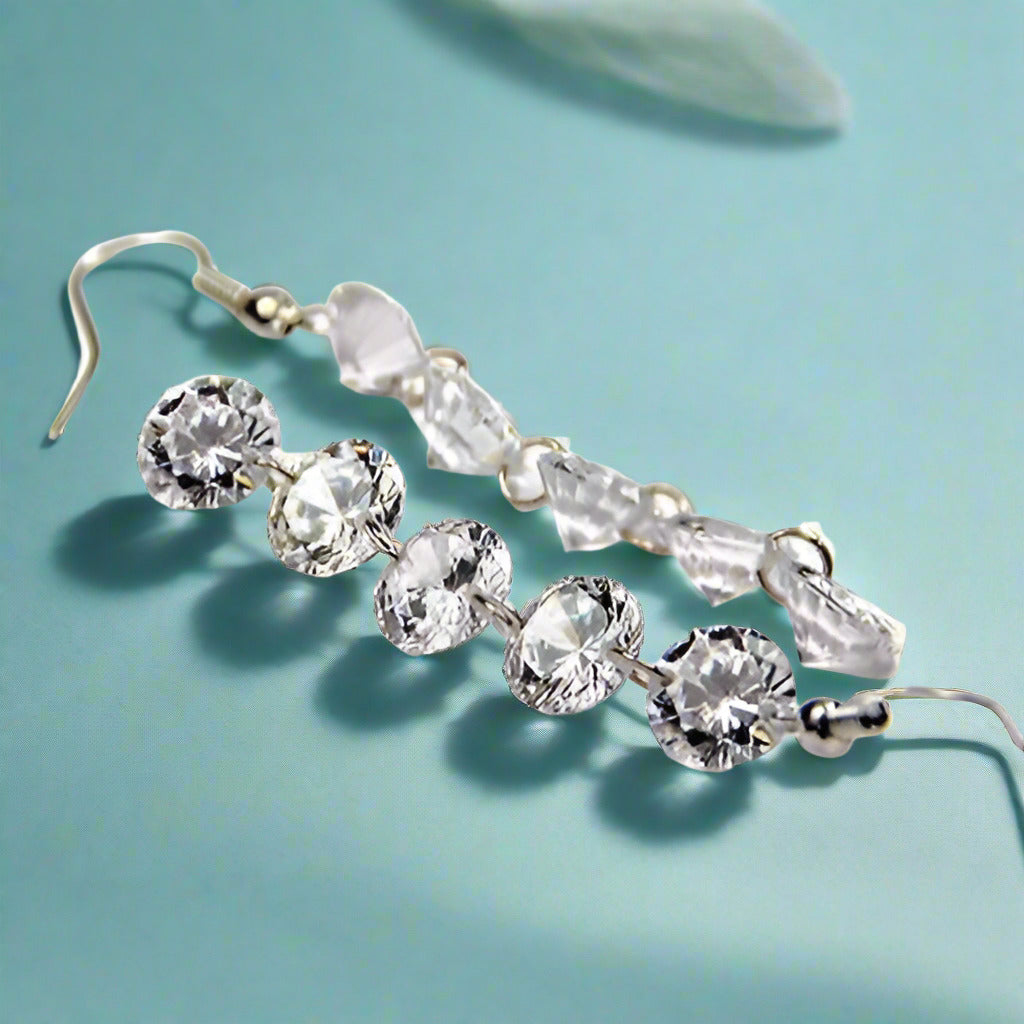Feshionn IOBI Earrings Platinum Naked IOBI Crystals Drill Earrings - Party of 5