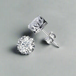 18K Gold Plated Crown Stud Earrings with OB Crystals for Women