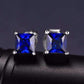Feshionn IOBI Earrings Royal Blue Princess Cut 0.8 CT Simulated Sapphire Stud Earrings
