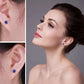Feshionn IOBI Earrings Royal Blue Princess Cut 0.8 CT Simulated Sapphire Stud Earrings