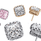 Feshionn IOBI Earrings Royal Princess 6mm Cut Simulated White Or Pink Sapphire Stud Earrings