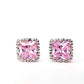 Feshionn IOBI Earrings Royal Princess 6mm Cut Simulated White Or Pink Sapphire Stud Earrings