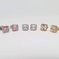 Feshionn IOBI Earrings Royal Princess 6mm Cut Simulated White Or Pink Sapphire Stud Earrings