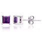 Feshionn IOBI Earrings Royal Purple Princess Cut 0.5 CT Genuine Amethyst IOBI Precious Gems Stud Earrings