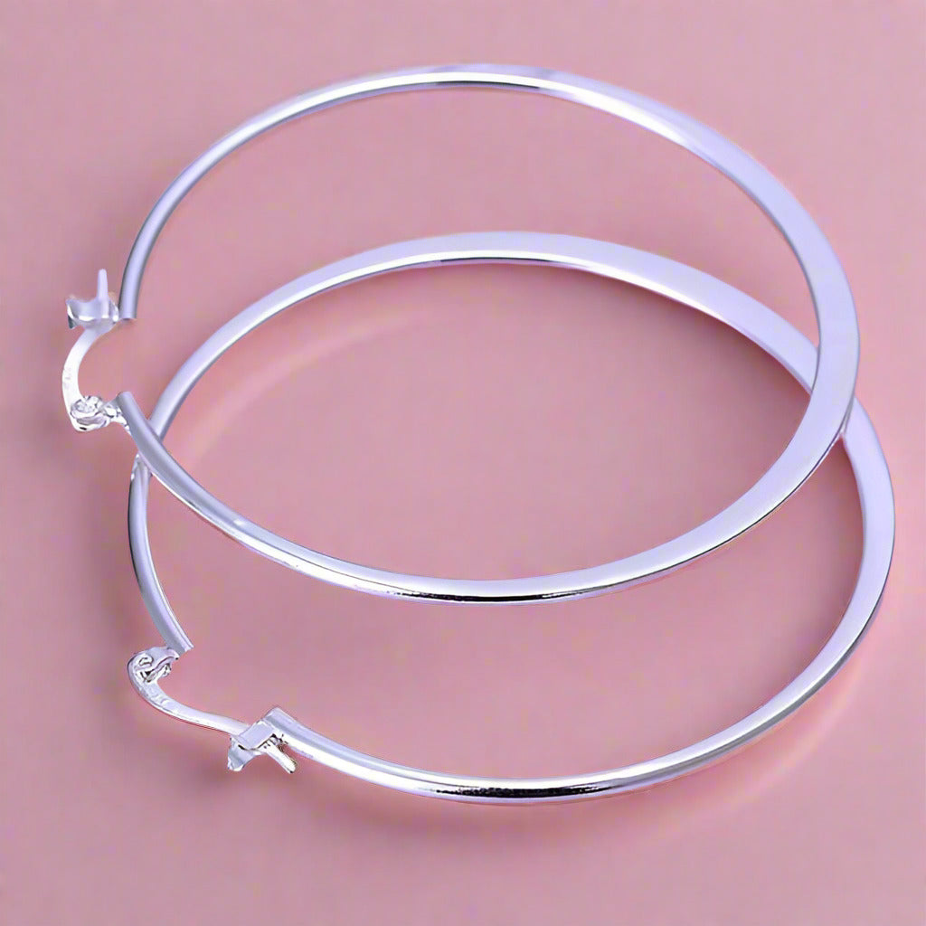 Feshionn IOBI Earrings Silver Razor Bold Hoop Earrings