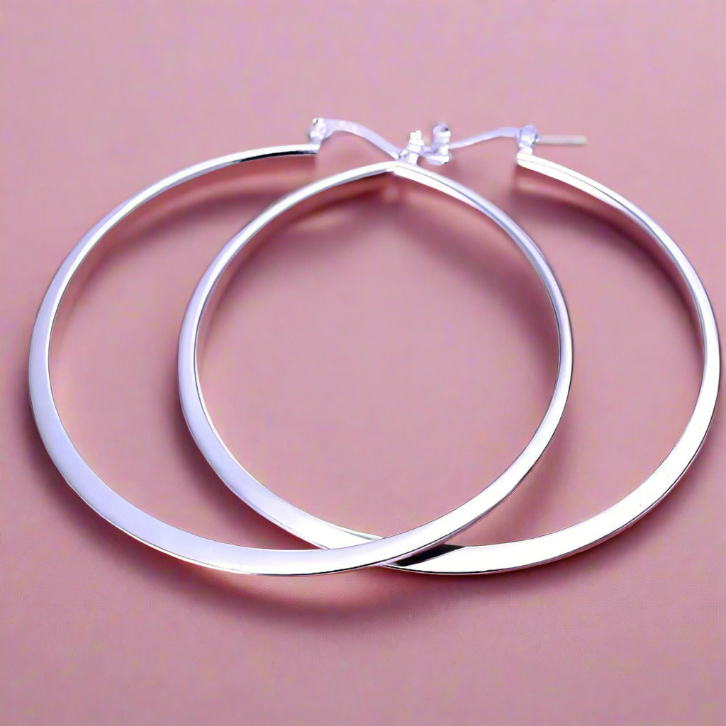 Feshionn IOBI Earrings Silver Silver Razor Bold Hoop Earrings