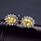 Feshionn IOBI Earrings Spanish Gold Halo 1CTW Genuine Citrine IOBI Precious Gems Earrings