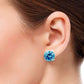 Feshionn IOBI Earrings Tahitian Blue 5.9CT Round Blue Topaz IOBI Precious Gems Stud Earrings