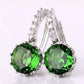 Feshionn IOBI Earrings White Gold plated Amazon Green CZ Solitaire White Or Yellow Gold Hoop Earrings