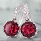 Feshionn IOBI Earrings White Gold plated Ruby Red CZ Solitaire White Or Yellow Gold Hoop Earrings