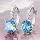 Feshionn IOBI Earrings White Gold Topaz CZ Solitaire Hoop Earrings