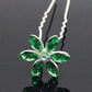 Feshionn IOBI Hair Jewelry Green / 1 Fun Flowers Crystal and Rhinestone Silver Plated Hair Pins