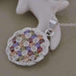 Feshionn IOBI Necklaces Basket Weave Multi Color CZ Crystal Medallion Necklace Sterling Silver