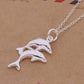 Feshionn IOBI Necklaces Double Dolphin Sterling Silver Necklace