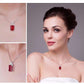 Feshionn IOBI Necklaces Heirloom 9CT Emerald Cut Simulated Pigeon Blood Ruby IOBI Precious Gems Pendant