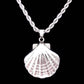 Feshionn IOBI Necklaces Oceanside Stainless Steel Puffed Clam Shell Pendant Necklace