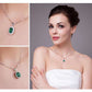Feshionn IOBI Necklaces Russian Halo Oval Cut 2.5CT Nano Simulated Emerald IOBI Precious Gems Pendant Necklace