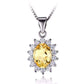 Feshionn IOBI Necklaces Spanish Gold Halo 2.5CT Genuine Citrine IOBI Precious Gems Pendant Necklace