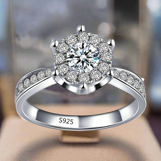 Feshionn IOBI Rings 5 / Platinum ON SALE - L'Amour 2.6 CT Cluster Set Simulated Diamond Solitaire Ring