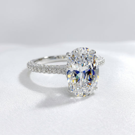 Feshionn IOBI Rings Alexandra 3CT Oval Petite French Pavé Crown IOBI Cultured Diamond Ring