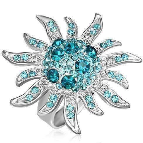 Feshionn IOBI Rings Blue "Blue Starburst" Adjustable Stainless Steel Ring