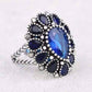 Feshionn IOBI Rings Brilliant Blue Flower Oversize Cocktail Ring