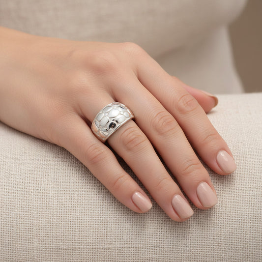 Feshionn IOBI Rings Crocodile Textured Sterling Silver Ring