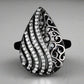 Feshionn IOBI Rings Ebony Swirl Black Gold Filigree and CZ Cocktail Ring