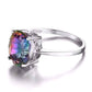 Feshionn IOBI Rings Genuine Rainbow Fire Mystic Topaz Oval Cut 3.4CT IOBI Precious Gems Ring