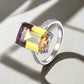 Feshionn IOBI Rings Harmony Emerald Cut Simulated Ametrine Solitaire Ring